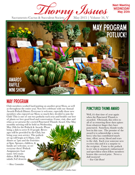 MAY PROGRAM Thorny Issuespotluck!