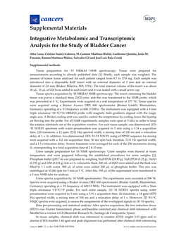 Supplemental Materials Integrative Metabolomic and Transcriptomic