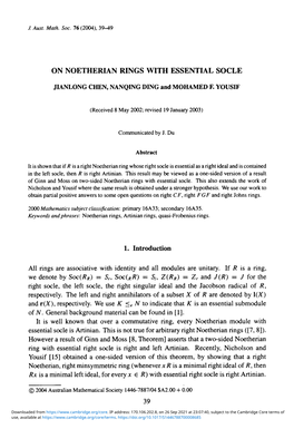 On Noetherian Rings with Essential Socle