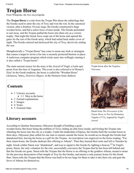 Trojan Horse ­ Wikipedia, the Free Encyclopedia Trojan Horse from Wikipedia, the Free Encyclopedia