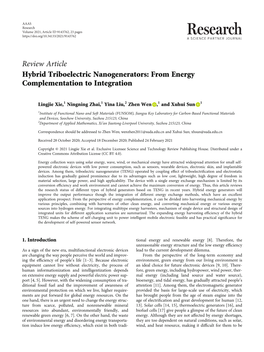 Review Article Hybrid Triboelectric Nanogenerators: from Energy Complementation to Integration