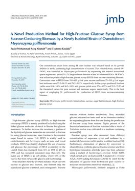 A Novel Production Method for High-Fructose Glucose Syrup From