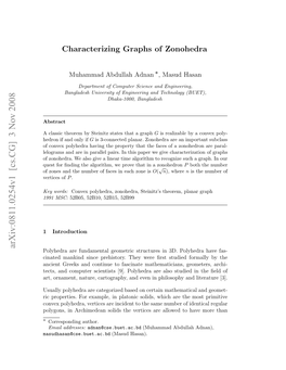 Characterizing Graphs of Zonohedra