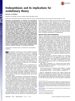 Endosymbiosis and Its Implications for Evolutionary Theory