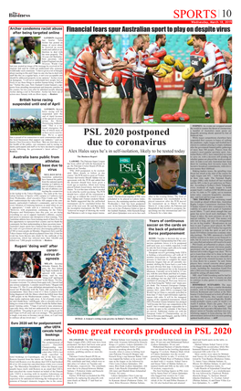 PSL 2020 Postponed Due to Coronavirus