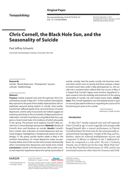 Chris Cornell, the Black Hole Sun, and the Seasonality of Suicide
