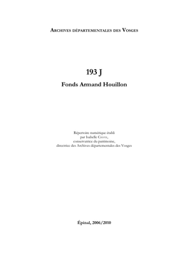 Fonds Armand Houillon (1880-2006).Pdf