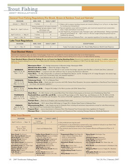 Trout Fishing 2007 REGULATIONSREGULATIONS