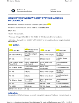 Connecteddrive/Bmw Assist System Diagnosis Information