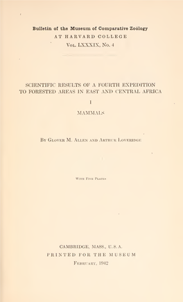 Bulletin of the Museum of Comparative Zoology at HARVARD COLLEGE Vol