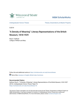 Literary Representations of the British Museum, 1818-1929