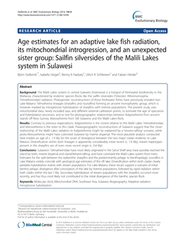 Age Estimates for an Adaptive Lake Fish Radiation, Its