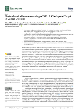 Electrochemical Immunosensing of ST2: a Checkpoint Target in Cancer Diseases