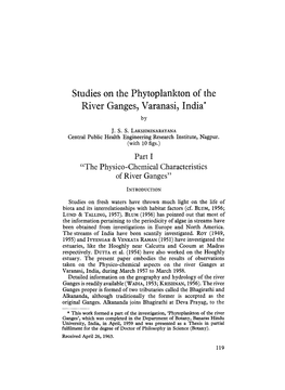 Studies on the Phytoplankton of the River Ganges, Varanasi, India* By