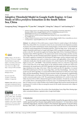 A Case Study of Ulva Prolifera Extraction in the South Yellow Sea, China