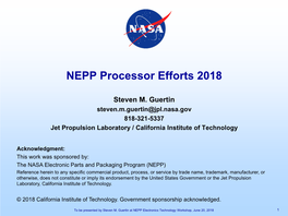 NEPP Processor Efforts 2018