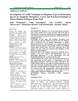 Investigation of LAMP Technique in Diagnosis Type of Plasmodium