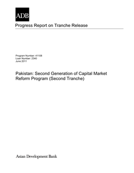 PRTR: Pakistan: Second Generation of Capital Market Reform Program