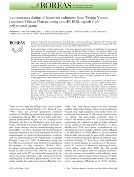 Luminescence Dating of Lacustrine Sediments from Tangra Yumco (Southern Tibetan Plateau) Using Post-IR IRSL Signals from Polymineral Grains