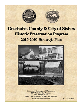 Deschutes County & City of Sisters Historic Preservation Program Strategic Plan