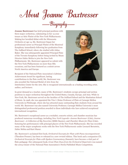 Download Jeanne Baxtresser's Biography
