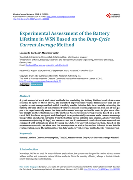 Experimental Assessment of the Battery Lifetime in WSN Based on the Duty-Cycle Current Average Method