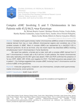 Complex Ssmc Involving X and Y Chromosomes in Two Patients With