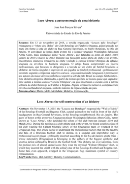 Loco Abreu: a Autoconstrução De Uma Idolatria Loco Abreu: the Self