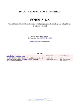 Zeta Global Holdings Corp. Form S-1/A Filed 2021-06-08