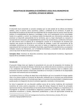 Iniciativas De Desarrollo Económico Local En El Municipio De Jilotepec, Estado De México