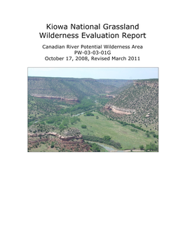 Kiowa National Grassland Wilderness Evaluation Report