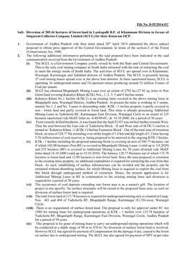 File No. 8-55/2014-FC Sub: Diversion of 285.44 Hectares of Forest Land In