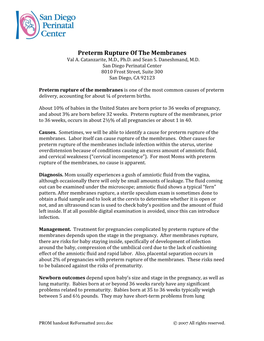 Preterm Rupture of the Membranes Val A