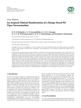 An Atypical Clinical Manifestation of a Hump-Nosed Pit Viper Envenomation