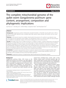 The Complete Mitochondrial Genome of the Gullet Worm
