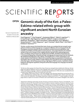 A Paleo-Eskimo-Related Ethnic Group with Signiicant Ancient North Eurasian Ancestry