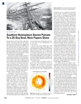 Southern Hemisphere Storms Pulsate to a 25-Day Beat, New Papers Show