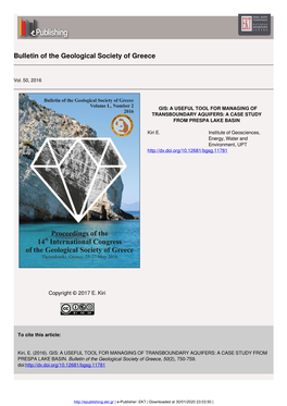 Bulletin of the Geological Society of Greece