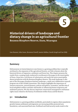 Historical Drivers of Landscape and Dietary Change in an Agricultural Frontier Bosawas Biosphere Reserve, Siuna, Nicaragua