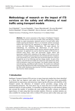 Methodology of Research on the Impact of ITS Services on the Safety and Efficiency of Road Traffic Using Transport Models