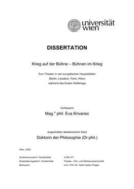 Entwurf Für Eine Strukturierung Der Dissertation