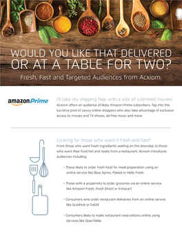 OR at a TABLE for TWO? Fresh, Fast and Targeted Audiences from Acxiom