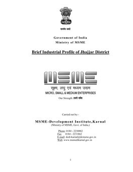 Brief Industrial Profile of Jhajjar District