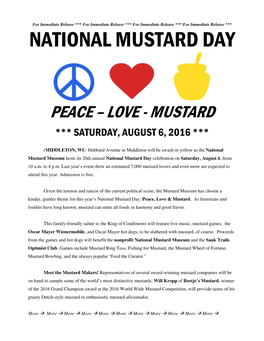 2016 National Mustard Day Press Release