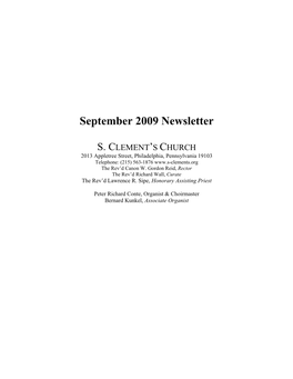 September 2009 Newsletter