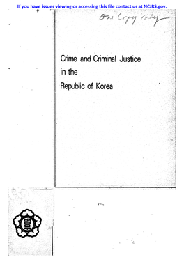 Crime and Criminal Justice in the : Republic of Korea