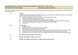 Number and Capacity of Licensed Premises in North Ayrshire As at 26 June 2018