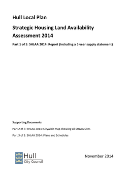 Hull Local Plan Strategic Housing Land Availability Assessment 2014