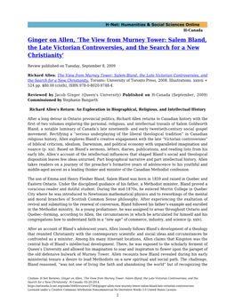 Ginger on Allen, 'The View from Murney Tower: Salem Bland, the Late Victorian Controversies, and the Search for a New Christianity'