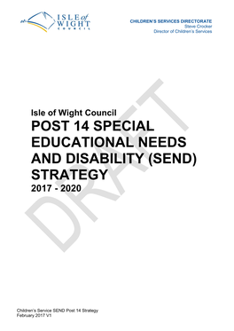 Post 14 Special Educational Needs and Disability (Send) Strategy 2017 - 2020